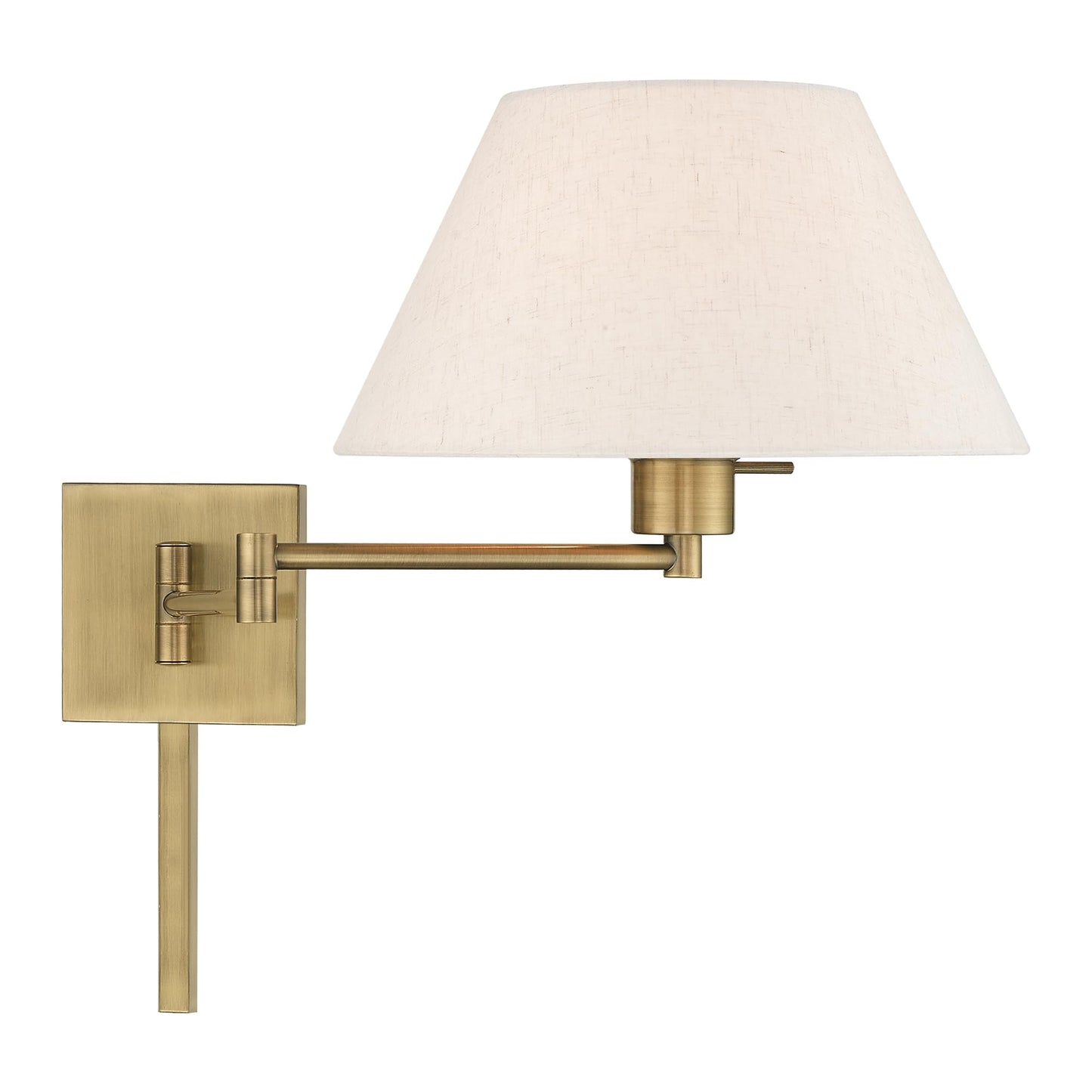 Livex Lighting 40038-01 25" One Light Swing Arm Wall Mount, Antique Brass Finish with Oatmeal Fabric Shade