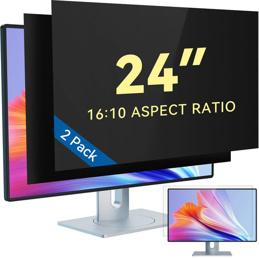 IPROKKO [2-Pack] 24 Inch Computer Privacy Screen Filter for 16:10 Widescreen Monitor, Removable 24in Anti Blue Light Glare Privacy Shield, Anti Spy