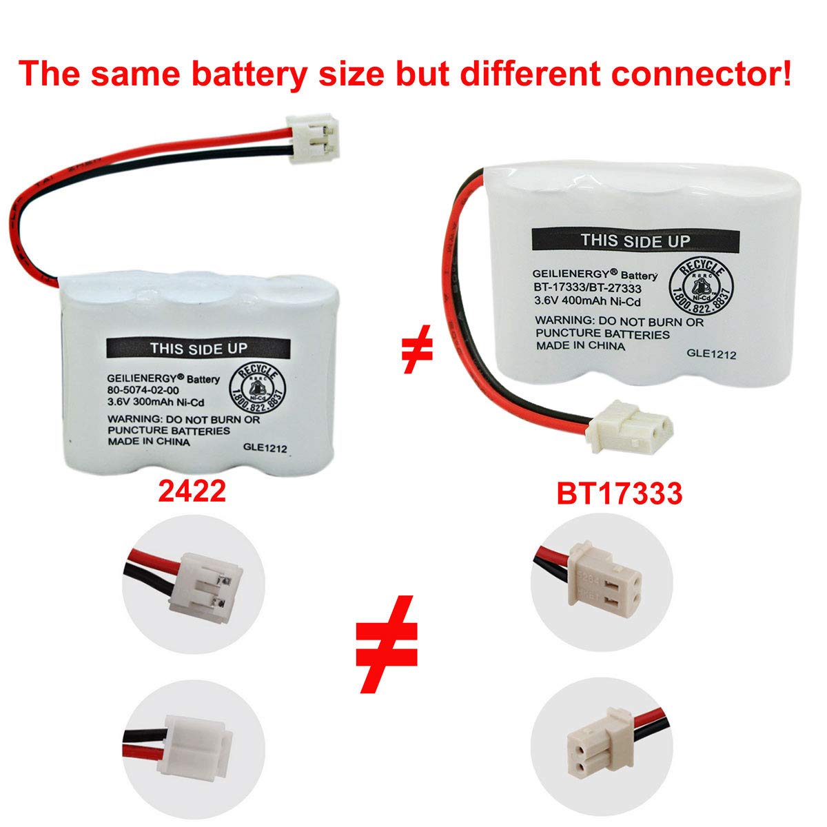 GEILIENERGY BT-17333 BT-27333 Handset Telephone Rechargeable Battery 2/3AA 3.6V NI-CD Cordless Phone Battery Compatible with Vtech BT17333 BT27333