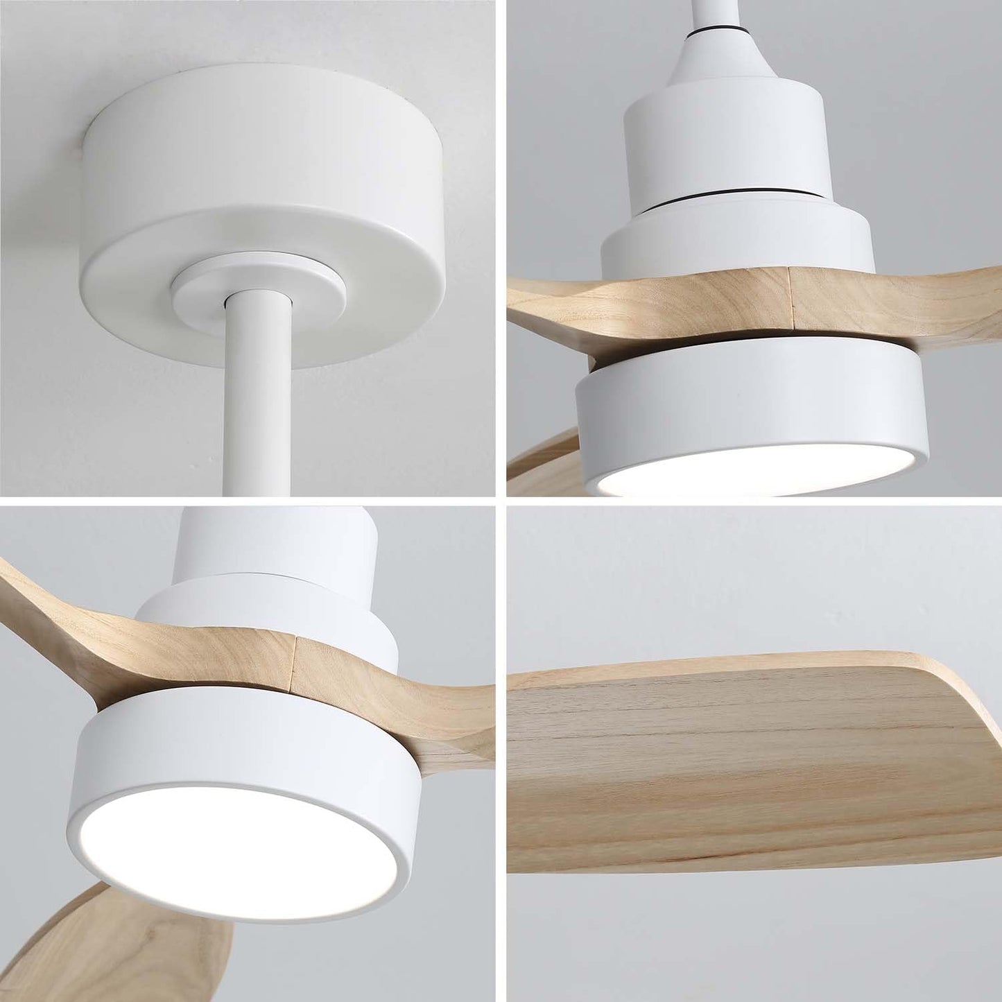 HRVEOCEI 52 Inch Modern Ceiling Fans With Lights for Bedroom, Flush Mount/Low Profile Fan Ceiling with Remote Control, 5 Blades Reversible for Living