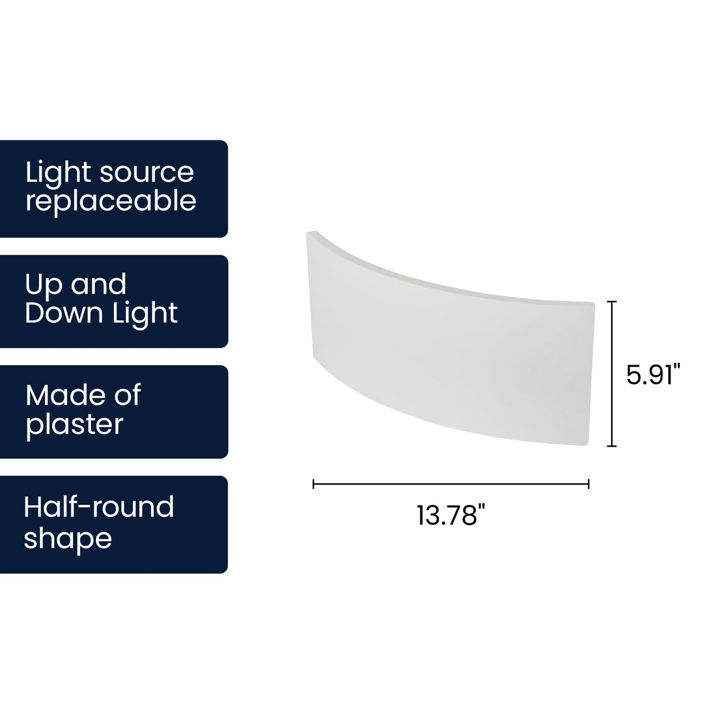 Lucande 13.8" Paintable Plaster Wall Sconce Light, White Up Down Wall Sconce Wall Light Fixture, Modern Indoor Wall Lighting for Living Room Bedroom