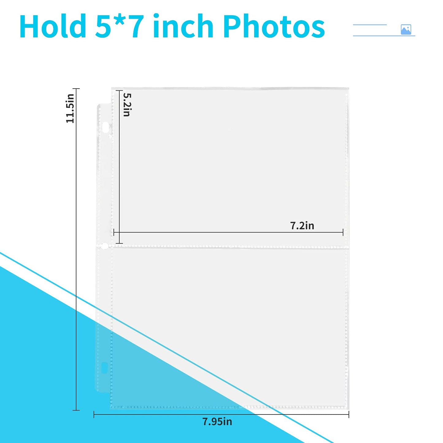 Fabmaker 30 Pack 5x7 Photo Sleeves for 3 Ring Binder, Hold 120 Photos