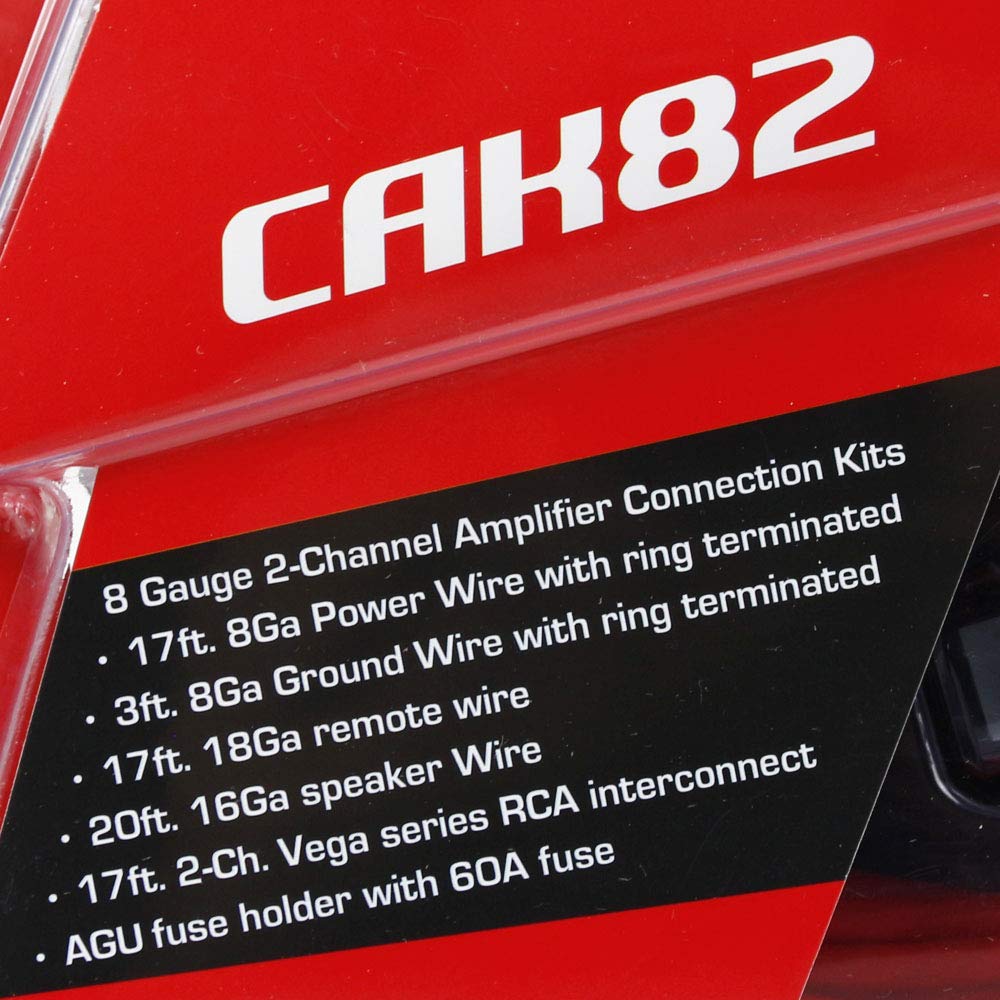 Cerwin-Vega 8 Gauge 2 Channel Amplifier Wiring Kit with RCA CAK82