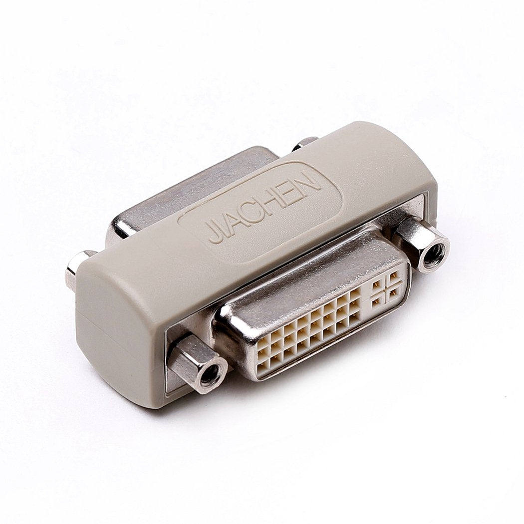DVI Coupler Female to Female Gender Changer Bulkhead Mount Adapter(Beige Nickel Plated)