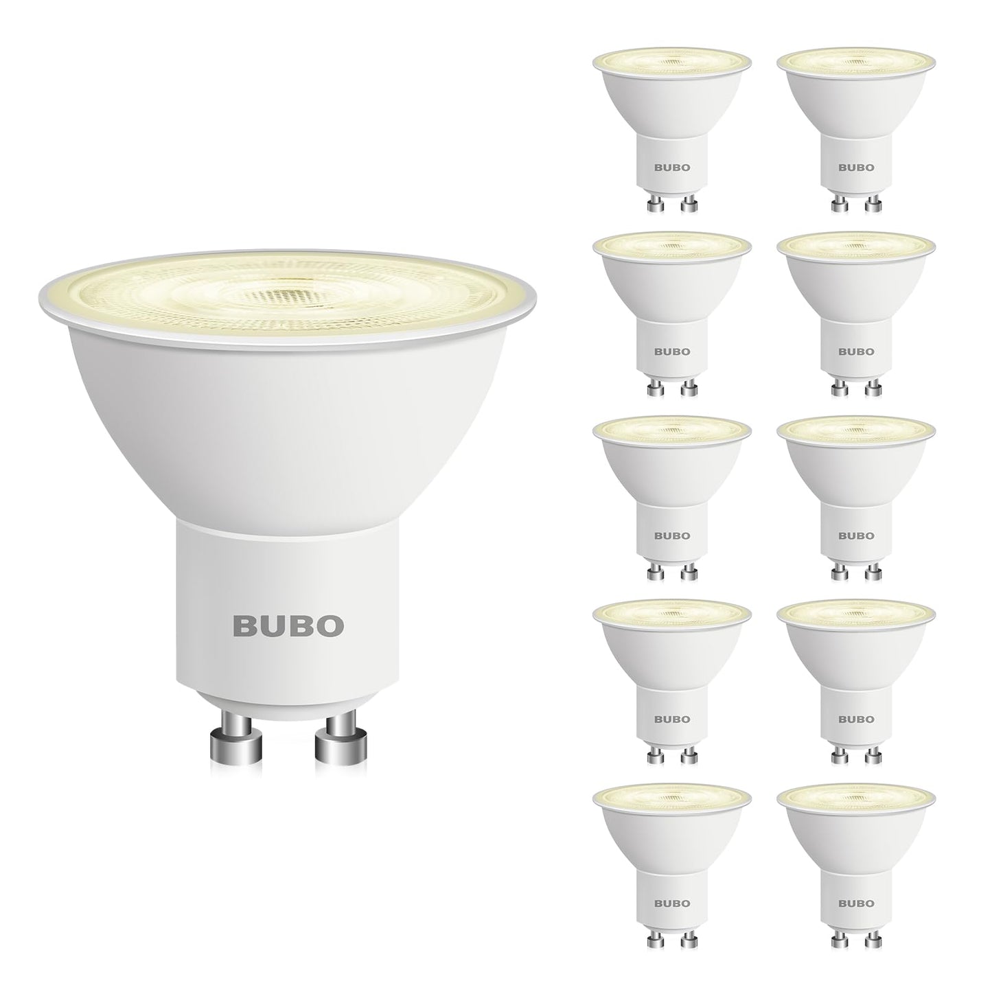 BUBO GU10 LED Bulb 6W Equivalent 50W, 2700K Soft White 650 Lumens, Non-Dimmable GU10 Bulb Replacement for Track Lighting, MR16 LED Bulb for Kitchen