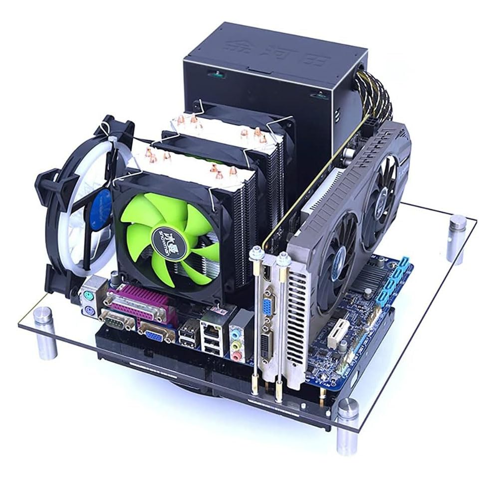 PC Open Chassis Computer Heat Dissipation Case Acrylic ITX Motherboard Test Bench Platform DIY Computer Case with Metal Switch