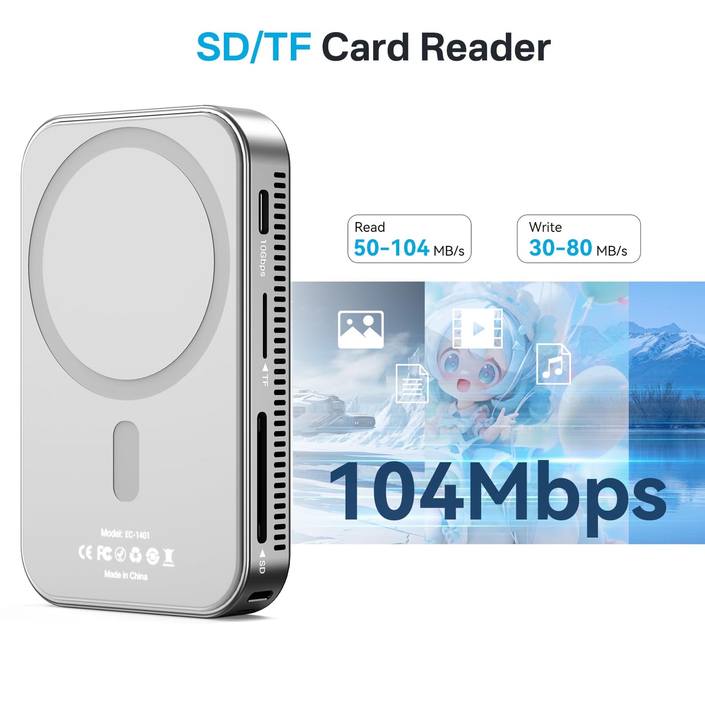 ACASIS 10Gbps Magnetic M.2 NVMe SSD Enclosure & 2230 NVMe SSD Enclosure with Cooling Fan for iPhone 17/16/15 Pro/Pro Max Tool Free