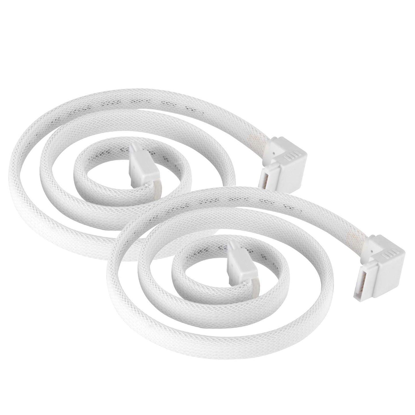 Silverstone Technology CP08W 90 Degree SATA 3 Sleeved White Cable with EMI Guard for 6Gb/s 2-Pack, SST-CP08W-USA-2PACK