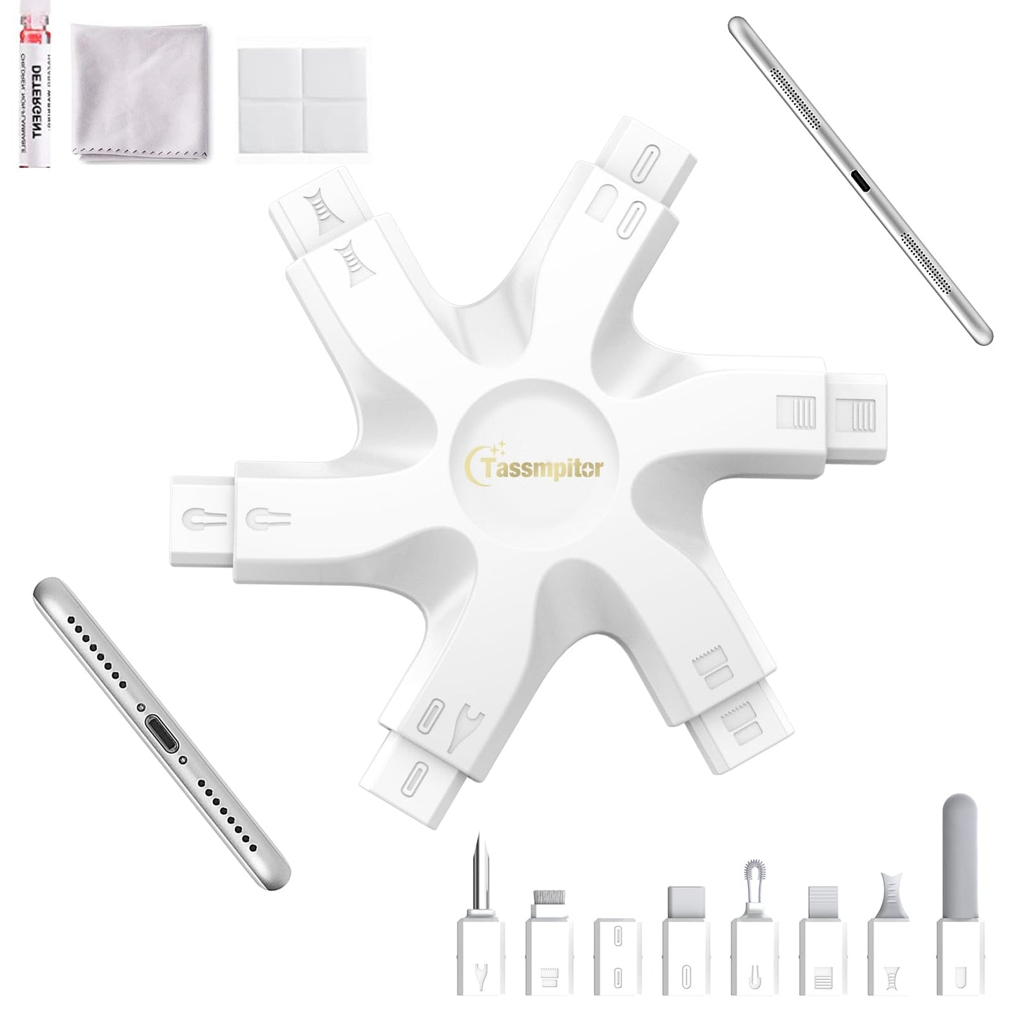Tassmpitor for iPhone Cleaning Kit Port Cleaner, Repair and Restore Tool for iPad Pro Watch Cell Phone Charging Port, Lightning Charger Cables Speaker