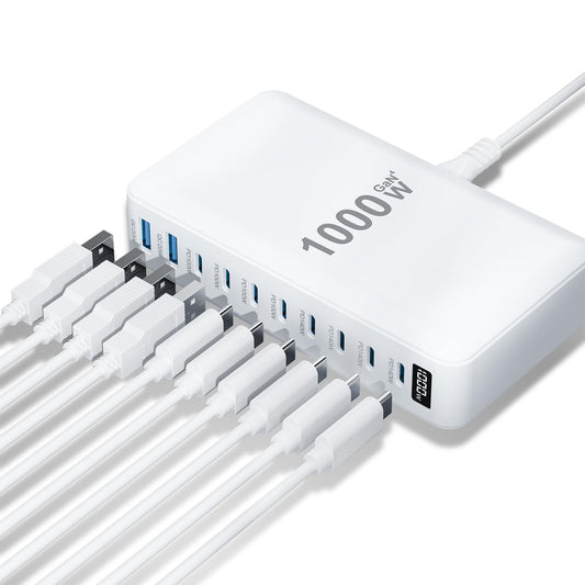 USB C Charger 1000W USB C Charger Block,Upgraded GaN IV 10-Port Charging Station Hub,Travel Essentials 140W Fast Charging Laptop Adapter for MacBook