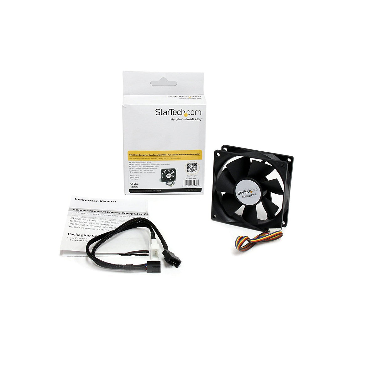 StarTech.com 80x25mm Computer Case Fan with PWM - Pulse Width Modulation Connector - computer cooling Fan - 80mm Fan - pwm Fan (FAN8025PWM) Black, 1