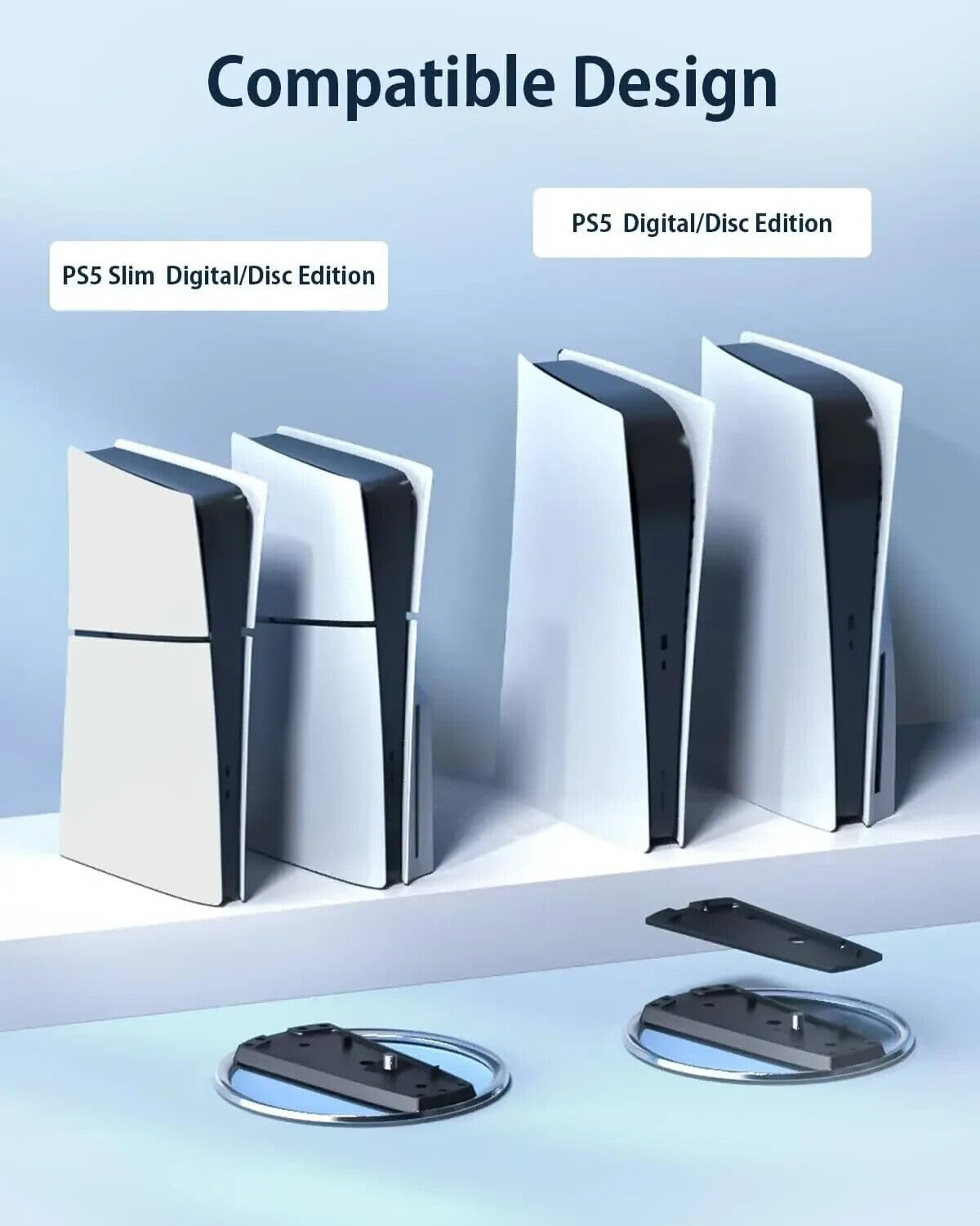 PEGLY Vertical Stand for PS5 Consoles Compatible with PlayStation 5 Slim Disc and Digital Edition Solid Base Accessories RED