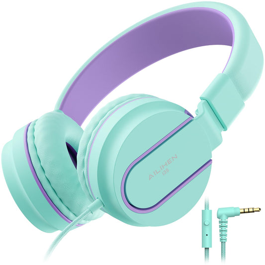 Kids Headphones, AILIHEN I35 On-Ear Headphones for School, 93dB HD Mic Stereo Headphone for Kid Girls Children, Foldable Wired 3.5mm for Chromebook…