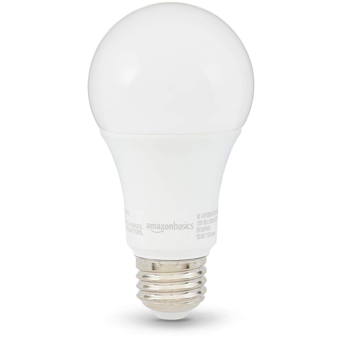 Amazon Basics A19 LED Light Bulbs, 100W Equivalent, 15W Energy Efficient, E26 Standard Base, Soft White 2700K, Non-Dimmable, 10,000 Hour Lifetime