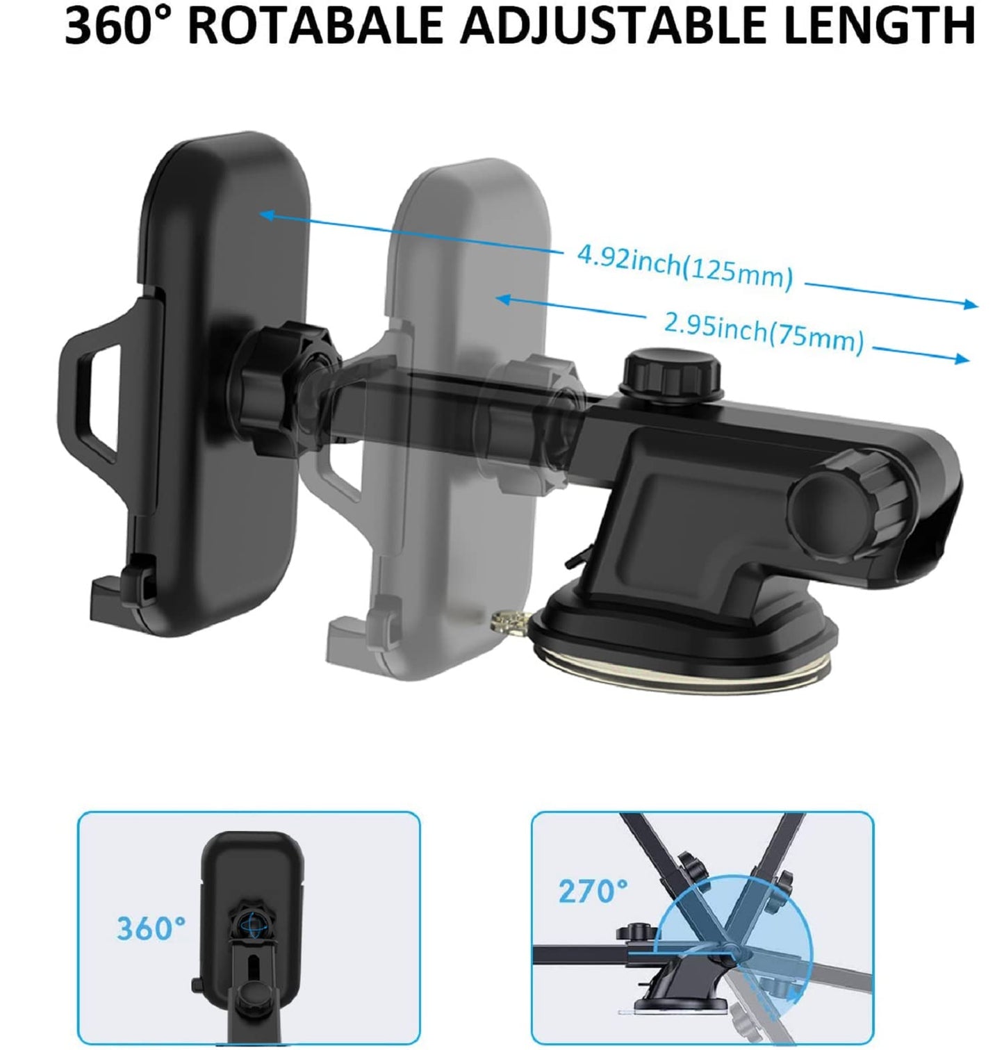 Car Phone Holder Mount Dashboard/Air Vent/Windshield for Moto Motorola G Power 2022 2021 /G Pure/G 5G/Edge 2021/One 5G Ace/G7 Z4 Z3/E 2020 E6,LG
