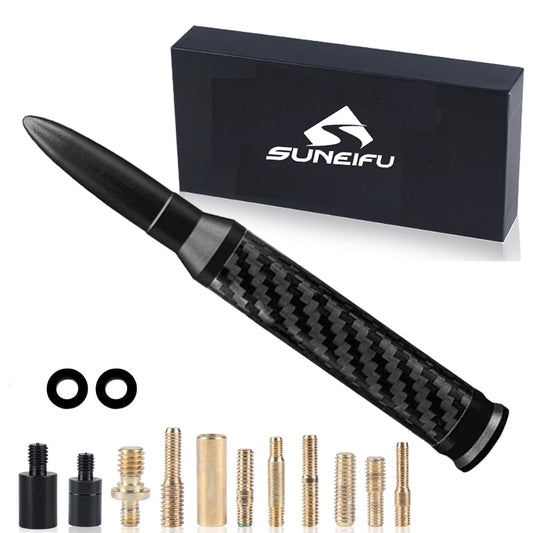 Anodized 5" Short Black Carbon Fiber Truck Antenna-Fits Chevy Silverado & GMC Sierra 1500 2500 3500|Billet Aluminum, UV & Chip Resistant, Safe for Car