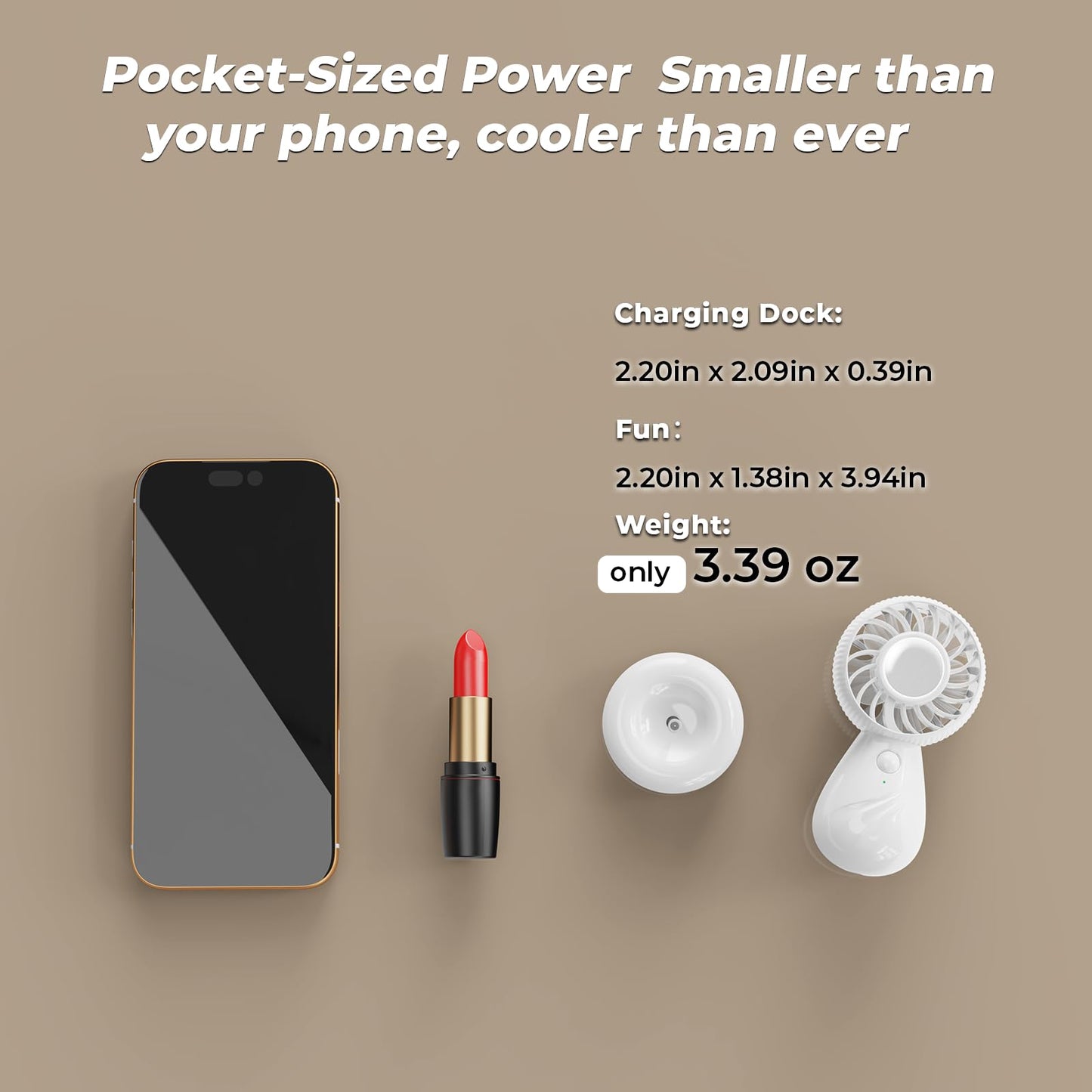 LAMJIE Portable Desktop Fan, Magnetic Rechargeable Mini Fan with 3 Speeds, Touch Control, Super Compact Appearance Design, 1800mAh Battery, USB