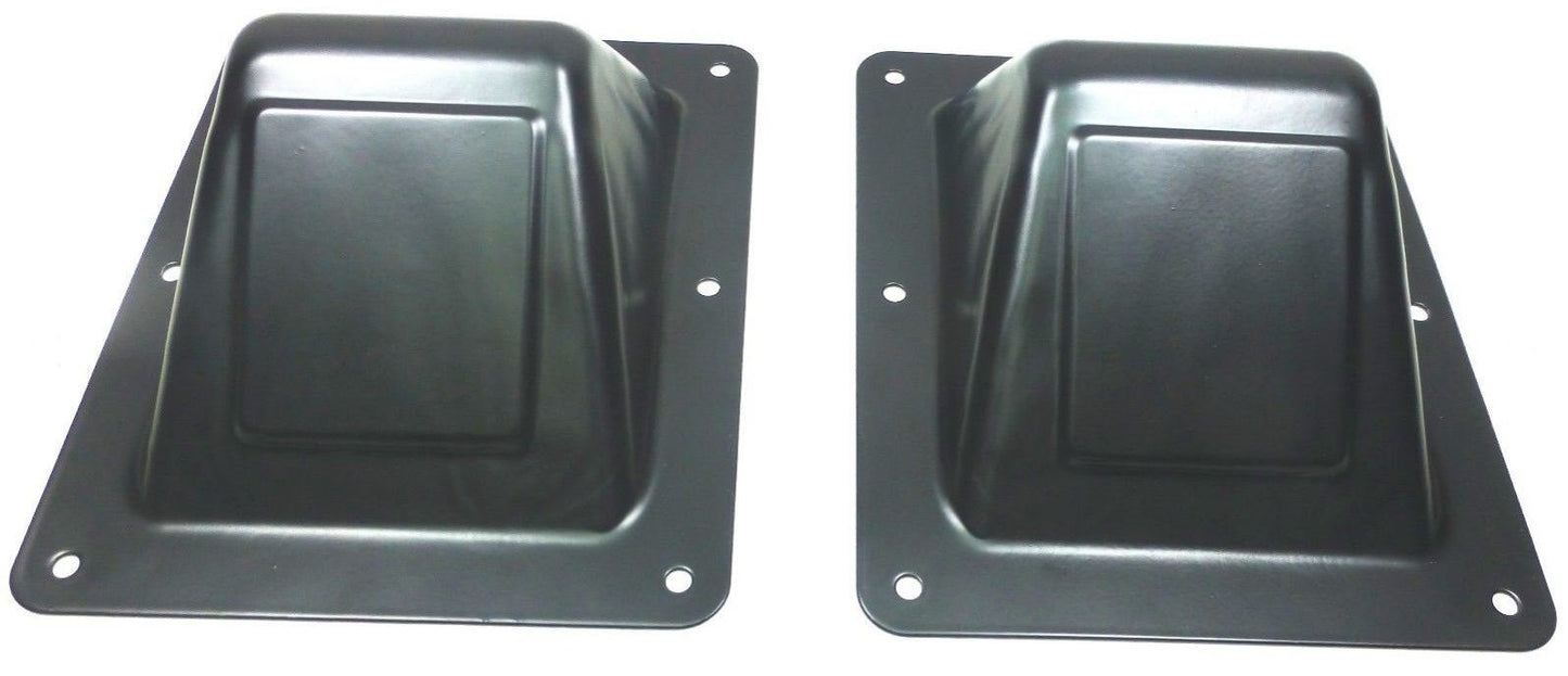 (2) Two Black Large Recessed Dish Plates for Speakon or XLR Connectors.