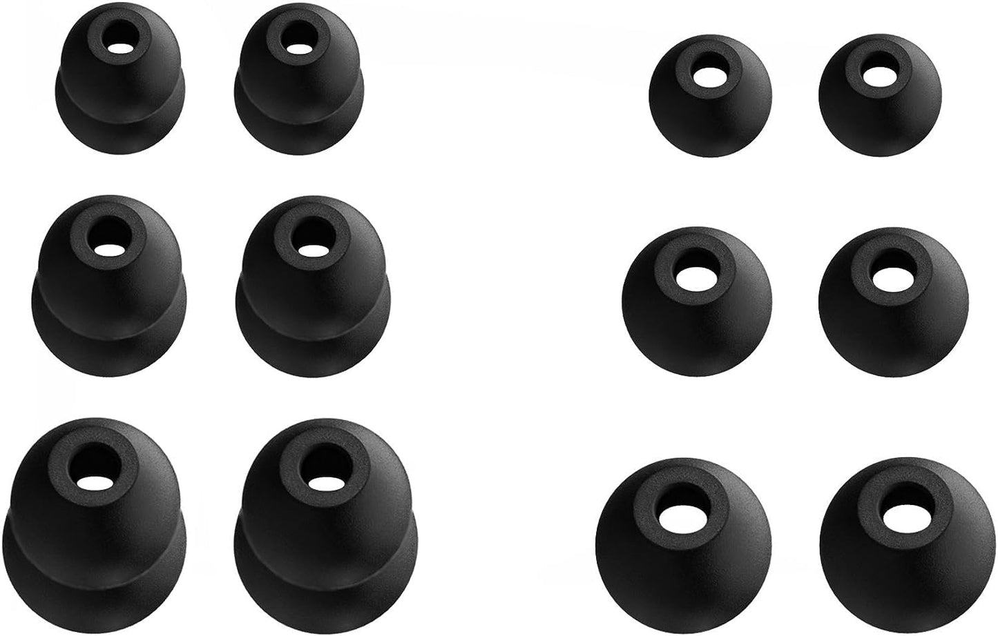 12pcs (DF-3sz) Black S/M/L Double Flange and Round Replacement Eartips Earbuds Ear Adapters for in Ear Earphones with 4.9mm to 6.3mm Nozzle Attachment
