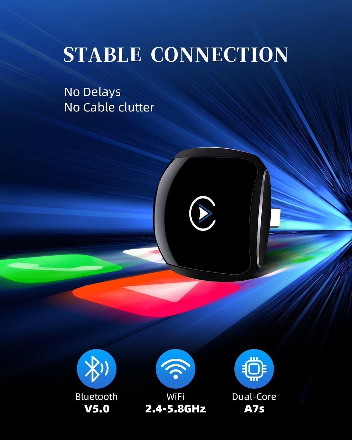 Technoski Wireless CarPlay Adapter for iPhone ? Android,2025 Update, Plug and Play, Small Size,Fast and Stable Connection Wireless Adapter for CarPlay