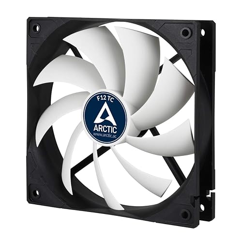 ARCTIC F12 TC - 120 mm Case Fan with Temperature Control, Quiet Motor, Computer, Fan Speed: 300-1350 RPM - Black, White