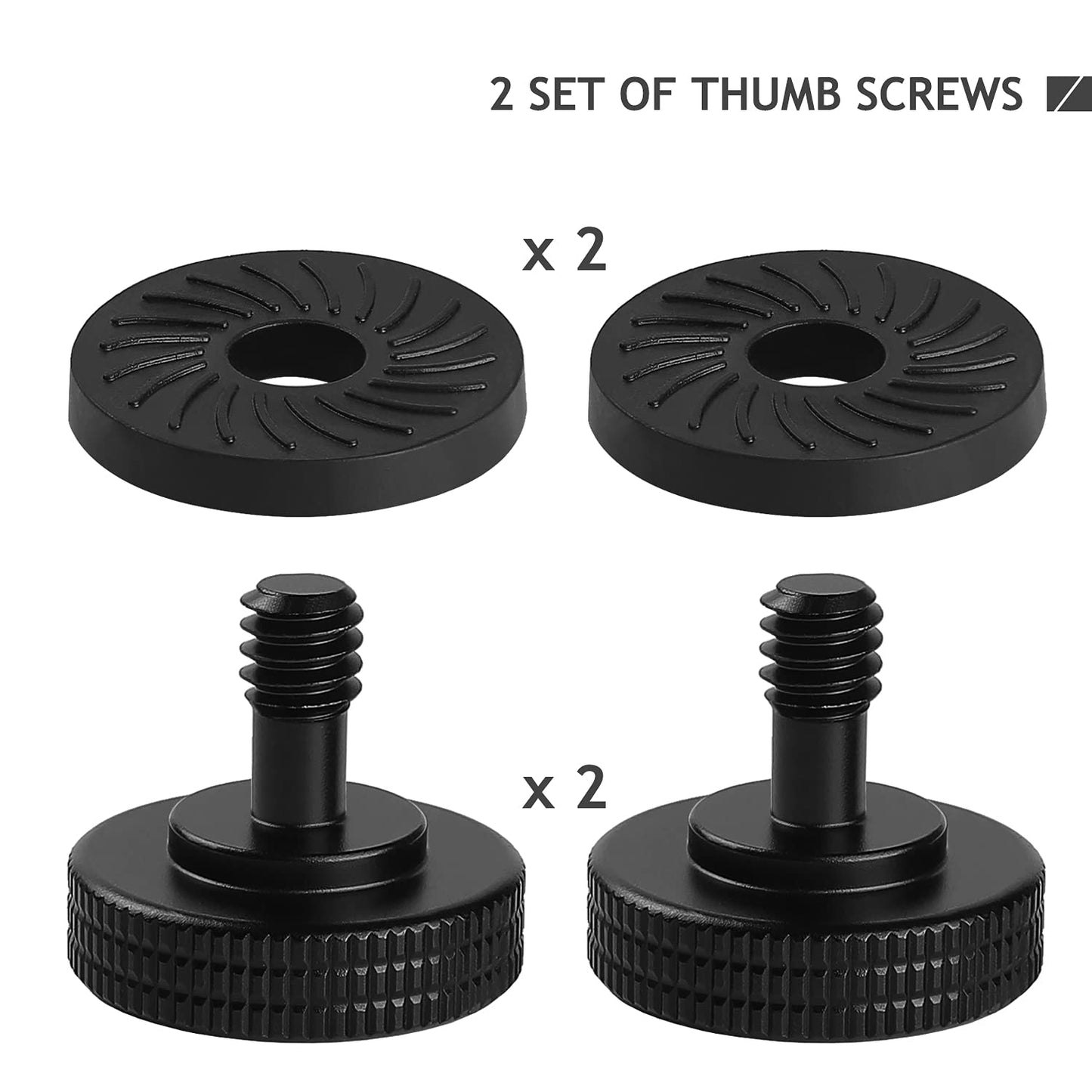 2 Set Thumb Screw Camera Quick Release Adapter with Rubber Pads, Tripod Screw Rubber Washers 1/4" Female to 1/4" Male Thumbscrew L Bracket Mount