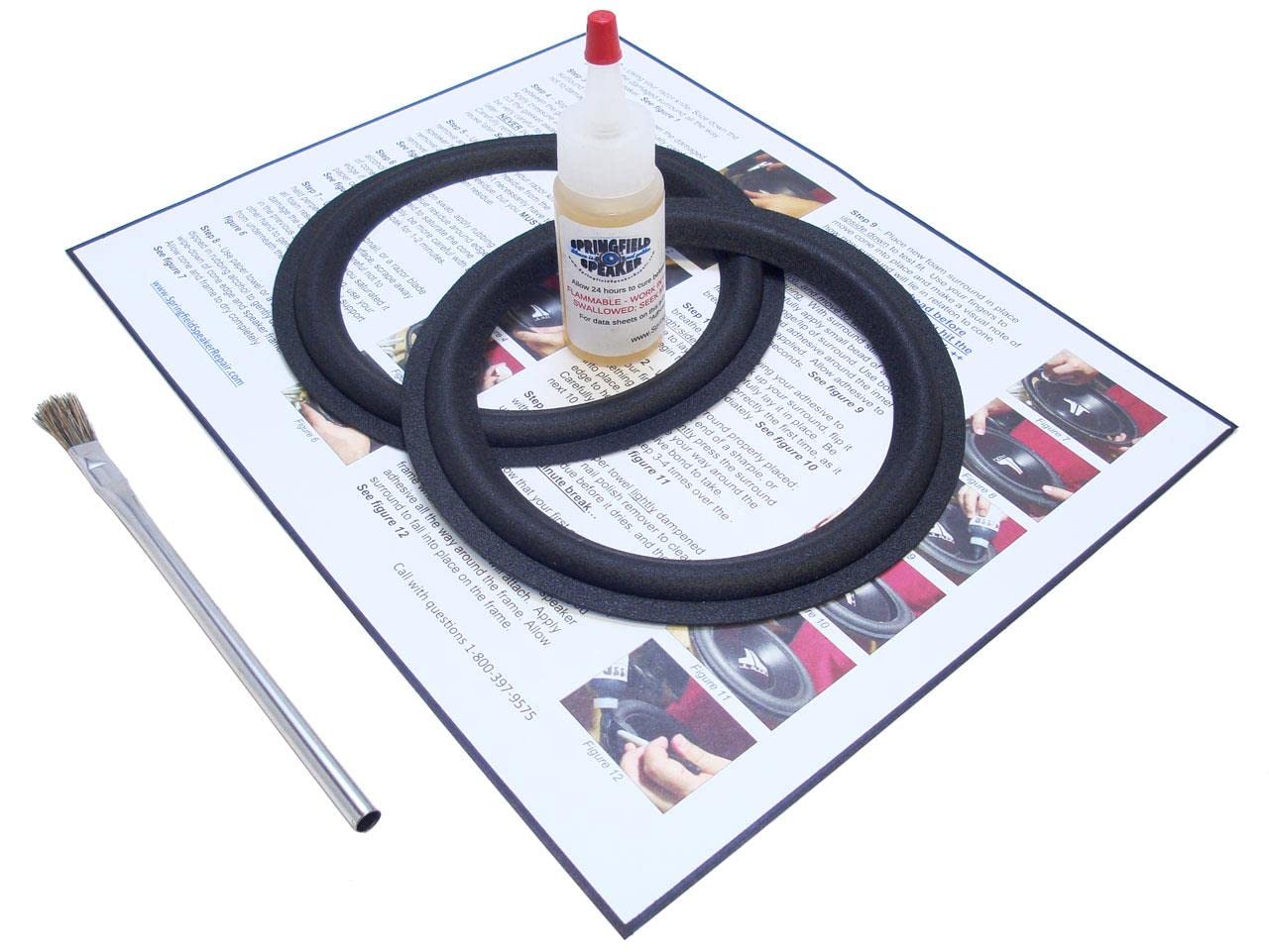 Springfield Speaker Foam Surround Edge Repair Kit - 2 Speaker Kit - 6 Inch - Compatible with Paradigm Titan, Titan v.2, Titan v.3, 9518, Many More