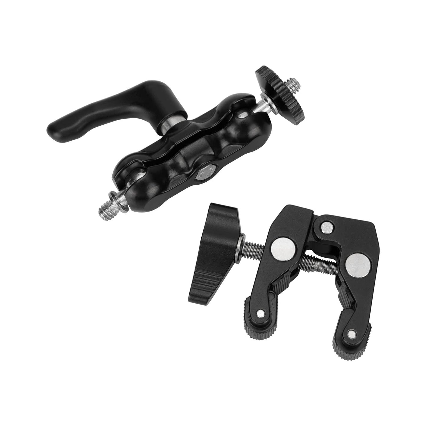 SZRIG Multi-Functional Ballhead Clamp Magic Arm Adapter with Bottom Clamp Super Robust Central Lock Knob(Black)