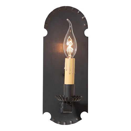 Irvin's Tinware, 846WKB, Apothecary Sconce in Kettle Black, Primitive Country Wall Sconces in Tin