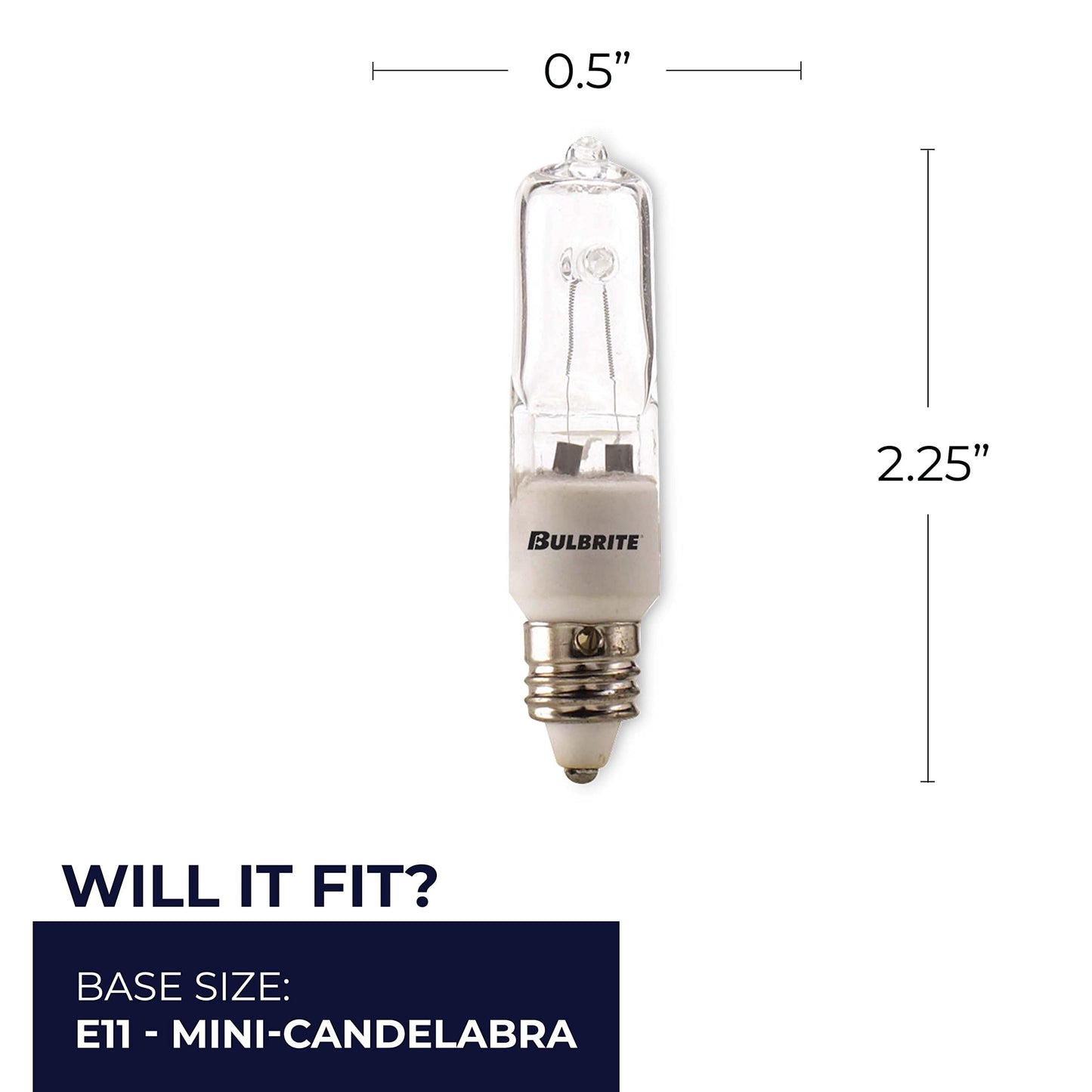 Bulbrite Q75CL/MC 120-Volt Halogen JD Type Mini-Candelabra E11 Bulb, 75-Watt