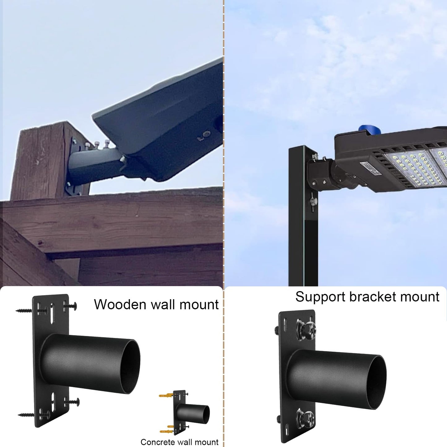 KSWLOR 2 PCS Slip Fitter Adaptor, Mounting Bracket, Transform Slip Fitter into Arm Mounting, Tenon Adaptor for Outdoor Flood Lights, Street, Parking