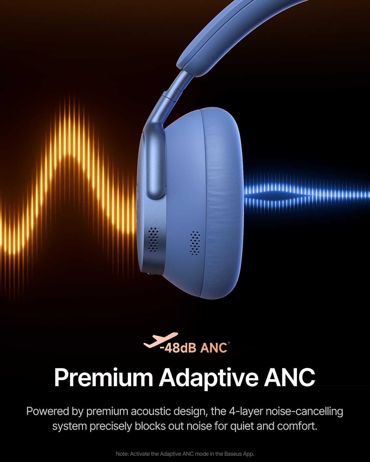 Baseus Inspire XH1 Adaptive Active Noise Cancelling Headphones, Sound by Bose, Dolby Audio, Premium Real-Time Adaptive ANC, Adaptive Tuning Rich…