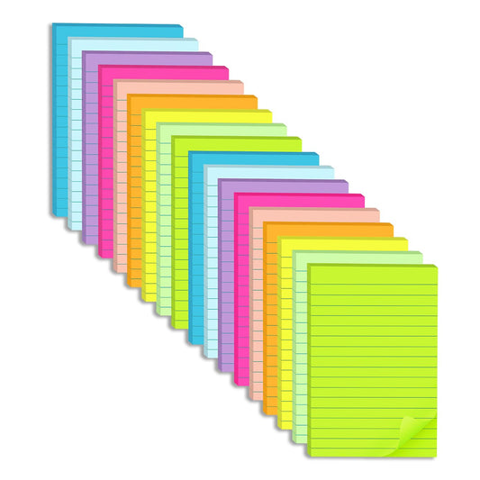 Lined Sticky Notes 4X6 in Pastel Ruled Post Stickies Colorful Super Sticking Memo Pads, 45 Sheets/pad, 6 Pads/Pack