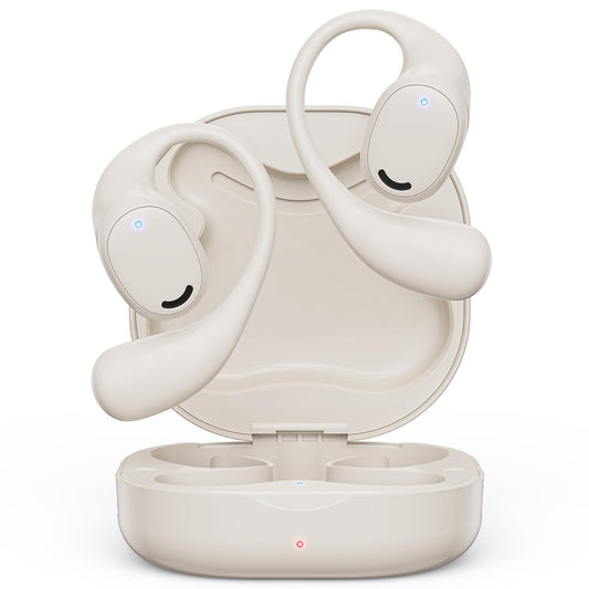 Open Ear Headphones, True Wireless Bluetooth Earphones Air Conduction Sweatproof Sport Earbuds Headsets with Earhooks for 60Hrs Playback with Dual…