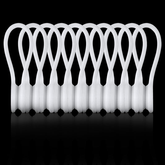 Kanemc White Magnetic Cable Ties 10-Pack, Silicone Cord Twist Ties Magnet Strap For Charging Wire Organizer, Earphone Cords Wrap, Fridge Magnets