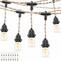 EE Eleven Master 48 FT Hemp Rope Outdoor String Lights Waterproof Patio Lights with 15 Shatterproof Heavy-Duty Commercial Grade Connectable
