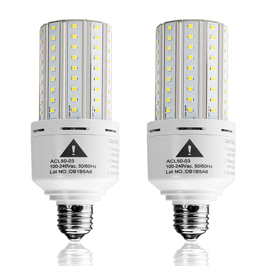 ZP 2-Pack Led Light Bulb 400W Equivalent 6250 Lumen 5000k Cool Daylight White E26/E27 Medium Base 50W Led Corn Light for Outdoor Indoor Lamp Area