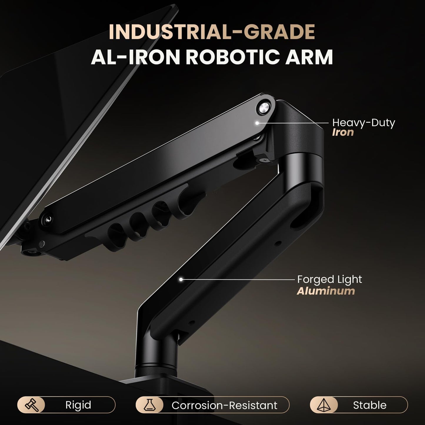 SIAGO Single Monitor Stand, 15 to 32 Inch Monitors Arm, Adjustable Mount with C-Clamp and Grommet Installation, Made of Iron and Al, VESA Monitor