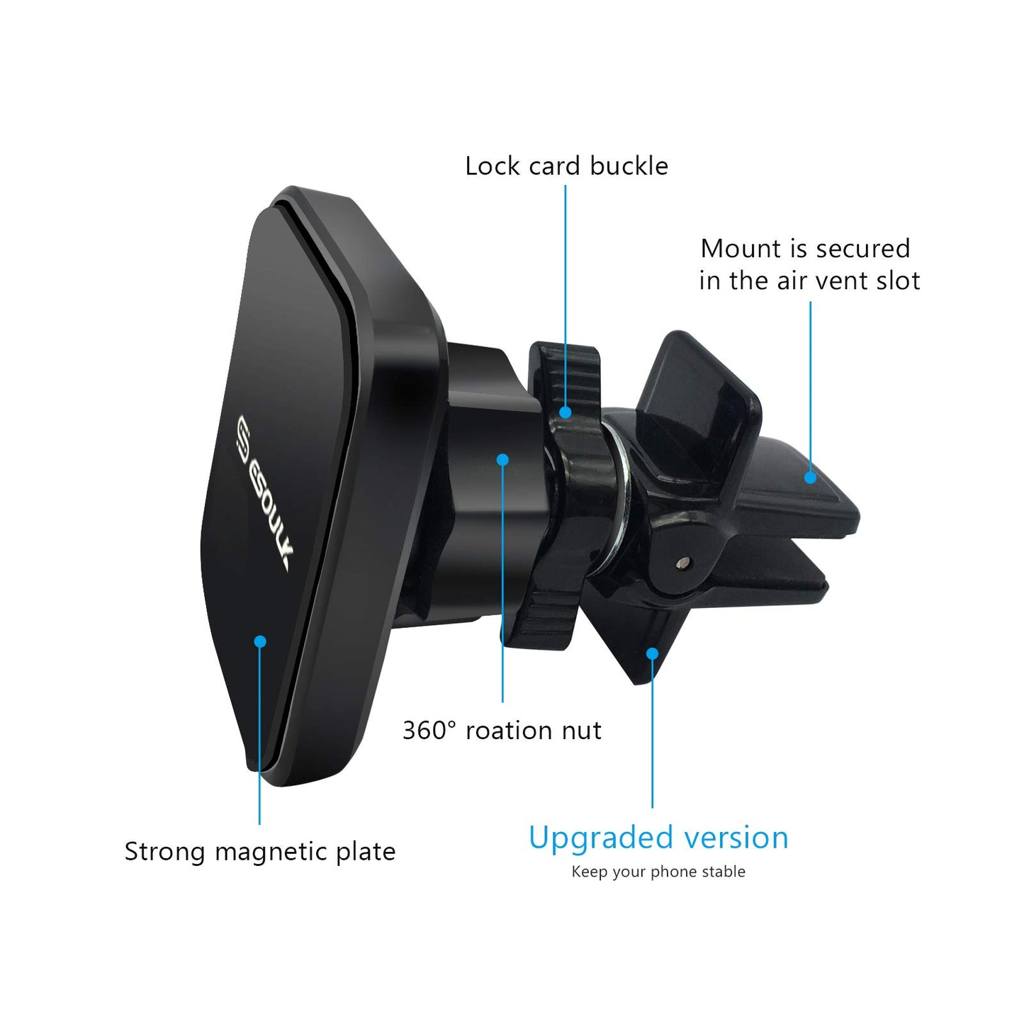 ESOULK - Magnetic Universal Air Vent Phone Car Mount Smartphone Holder, Black (ESLK-EH02P)