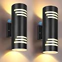 rosykite Dusk to Dawn Porch Lights Outdoor 2 Pack, Modern Exterior Lighting Fixtures 13In, Cylinder Outdoor Wall Lights Up Down Sconce Lighting