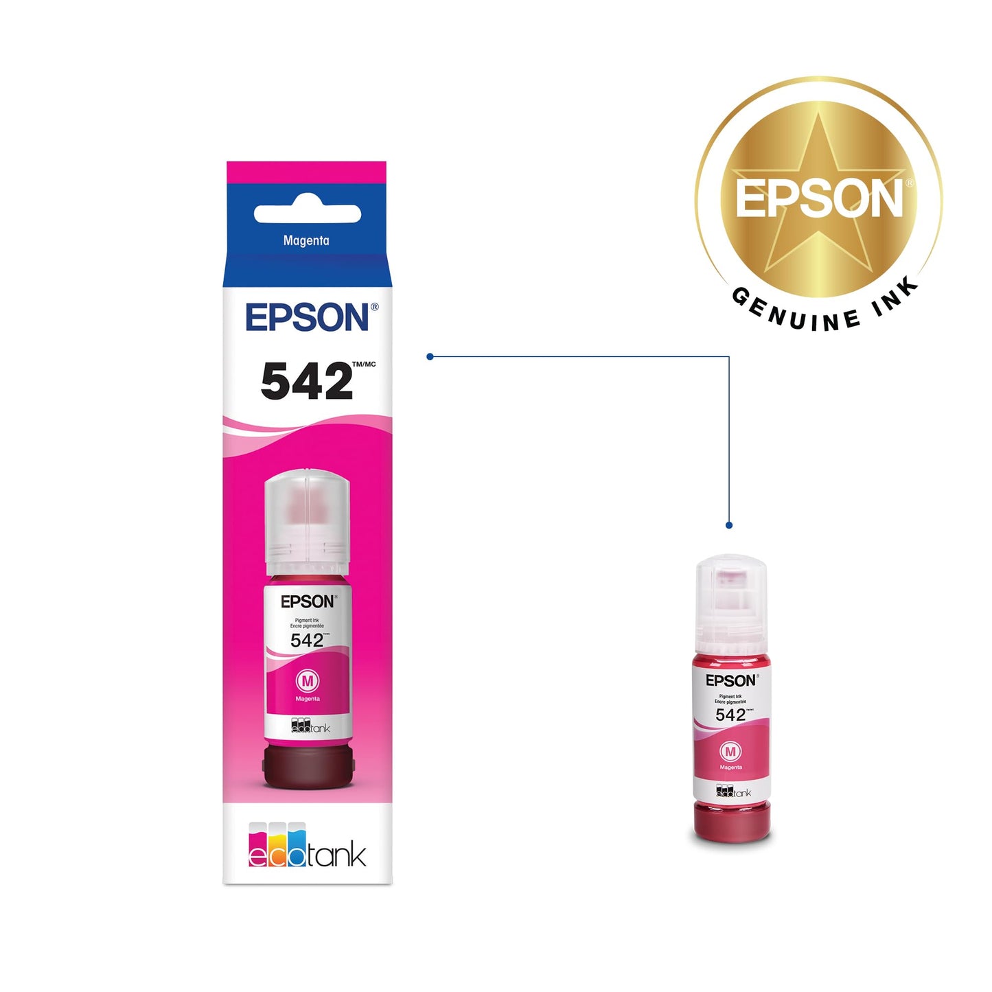Epson 542 EcoTank Pro Ink Ultra-high Capacity Bottle Magenta (T542320-S) Works with ET-5150, 5170, 5180, 5800, 5850, 5880, 16600, 16650