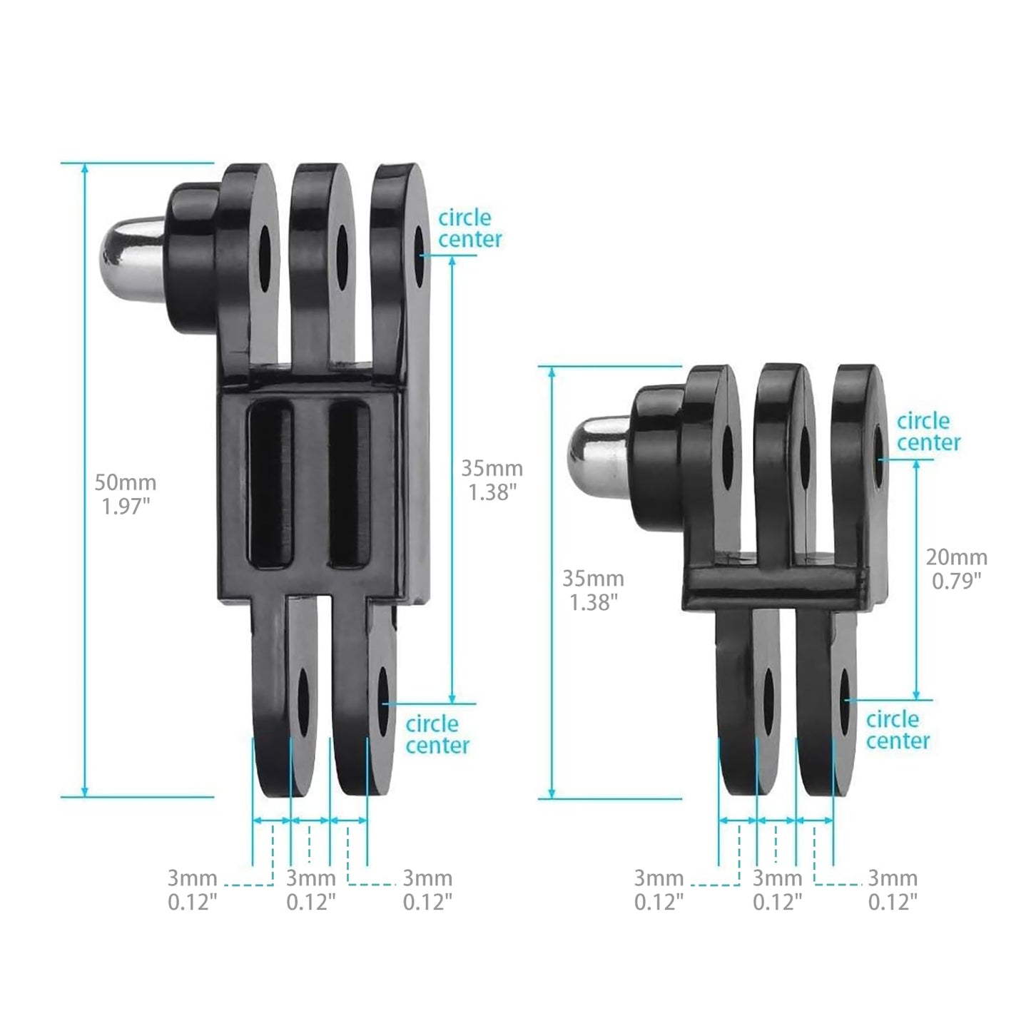 HSU Adjust Arm Straight Joints Mount, Long and Short Same Direction Straight Joints Mount for GoPro Hero 13 12 11 10 9 8 7 6 5 4 3 3+ 2 1, AKASO