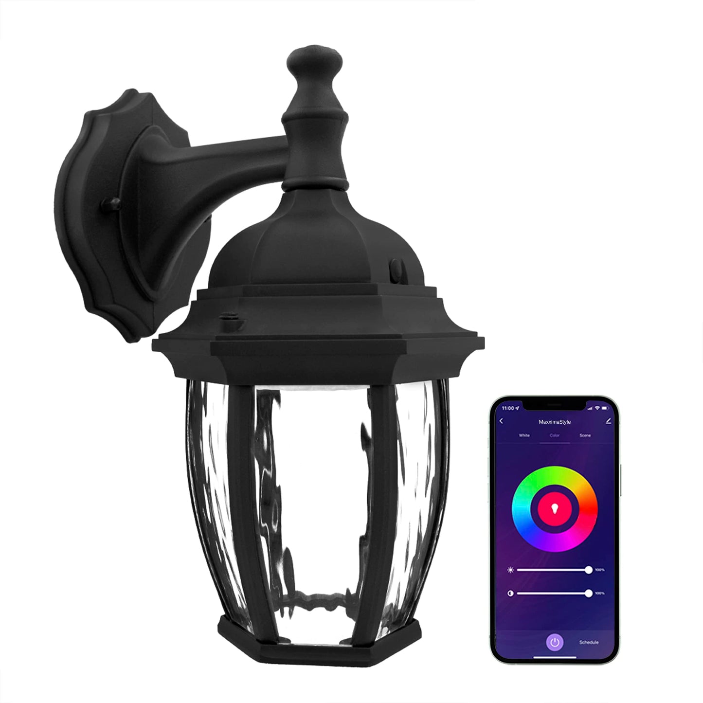 Maxxima Luvoni WiFi LED Outdoor Wall Light, 850 Lumens, CCT 2700K-6500K