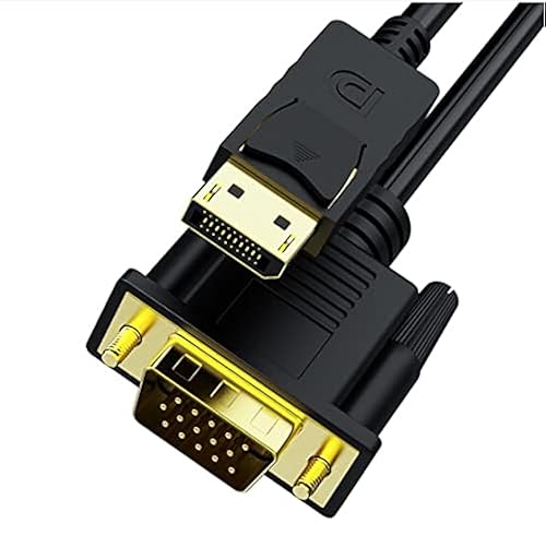 Dafensoy Displayport to VGA Cable 6 FT, Gold Plated DP Male to VGA Male Cable 1080P@60Hz Suitable for Connects DP Port from PC, Desktop, Laptop