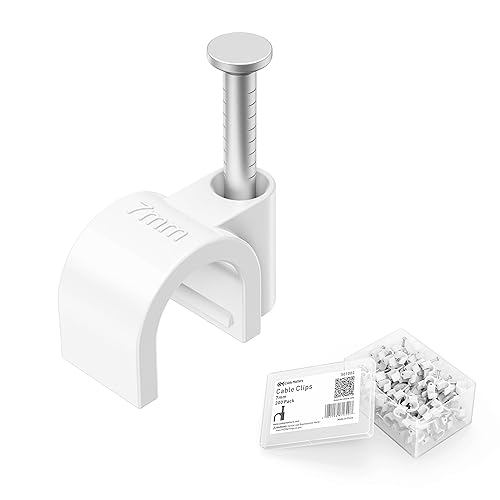 Cable Matters 200-Pack Nail-in Cable Clips Cord Organizer, 7mm / 0.27 inches, Ethernet Cable Wall Clip, Wire Wall Clips, White