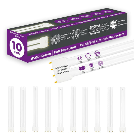 GoodBulb PLL55/865 | 55W 21.2" Twin Tube Compact Fluorescent Light Bulb | 4-pin 2G11 Base 6500K Full Spectrum 3900 Lumen | 36000 Hour Long Life Biax |