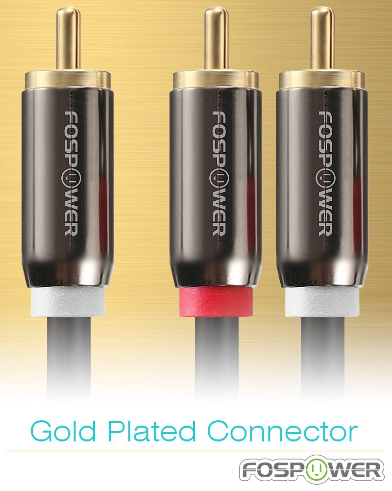 FosPower RCA Y-Adapter (6 Feet), 1 RCA Male to 2 RCA Male Y Splitter Digital Stereo Audio Cable for Subwoofer, Home Theater, Hi-Fi - Dual Shielded |