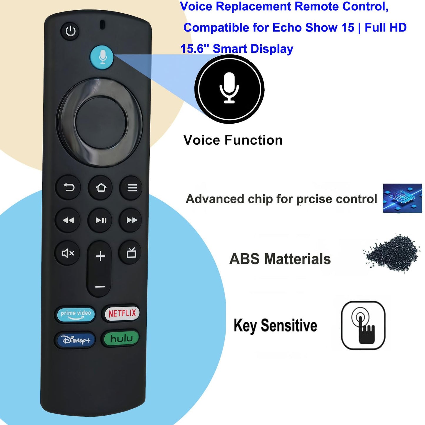 Voice Replacement Remote Control Compatible for Echo Show 15 | Full HD 15.6" Smart Display