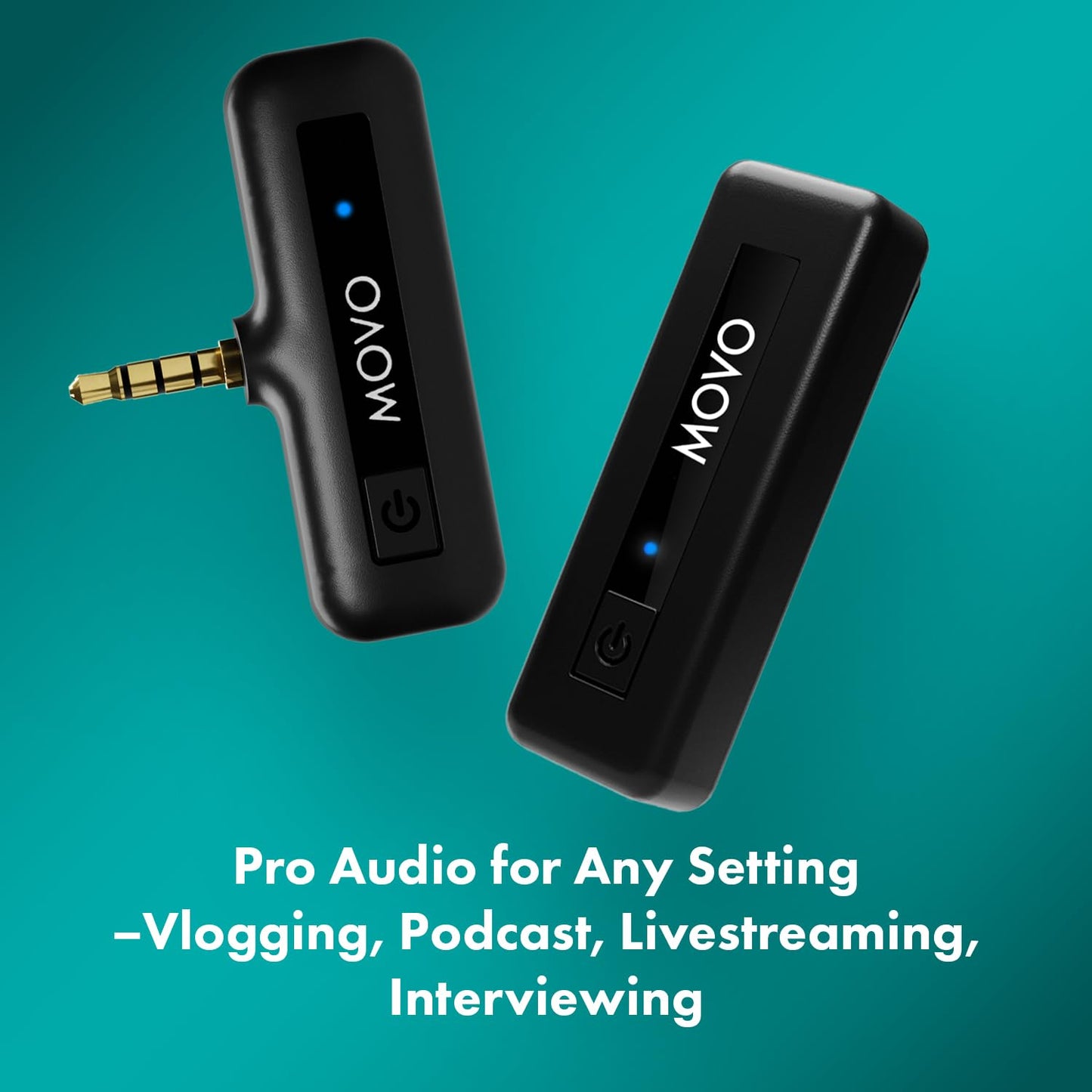 Movo Wireless Mini Camera Microphone for Video Recording- 2.4Ghz Wireless Transmitter with Clip on Lavalier Microphone for DSLR, Mirrorless Camera