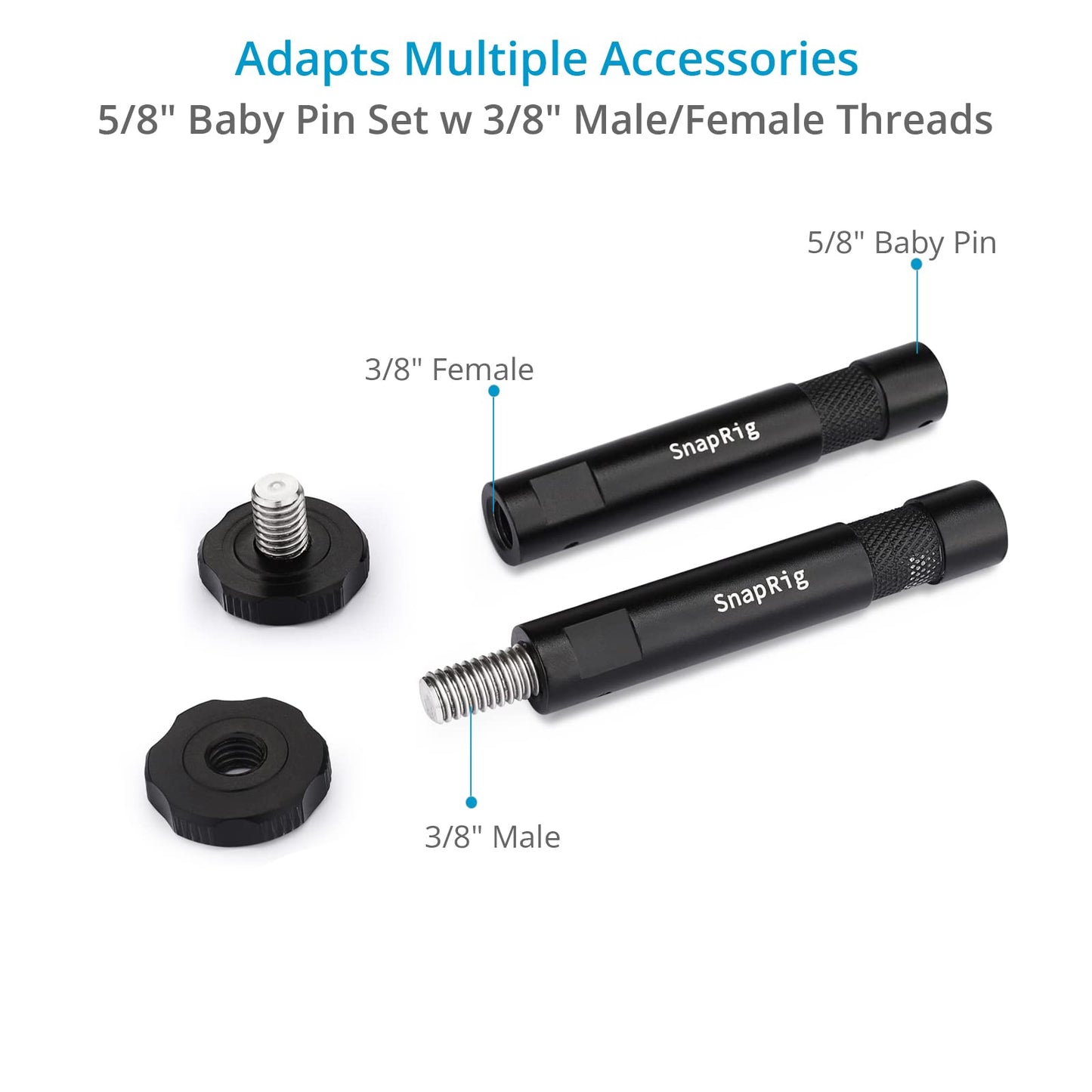 PROAIM SnapRig Baby Pin Set with 3/8” Male/Female Threads | for Mounting Multiple Camera Support Accessories |High-Grade Aluminum Made, Secure